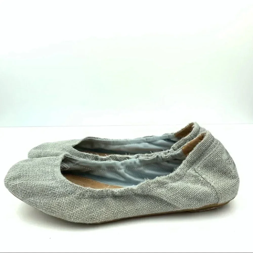 Toms flats sz 8 38.5 blue silver metallic ballet